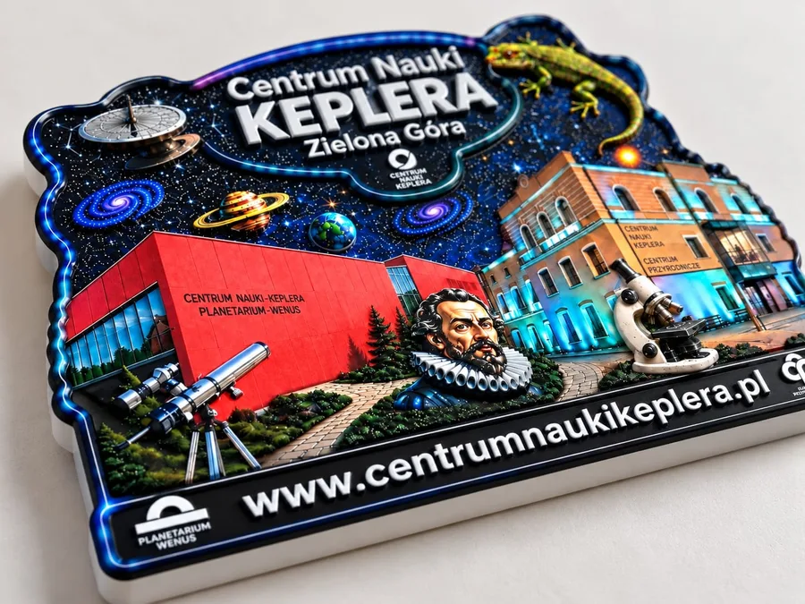 Magnes 3D Centrum Nauki Keplera pod kątem – widać grubość reliefu i podświetlony kontur